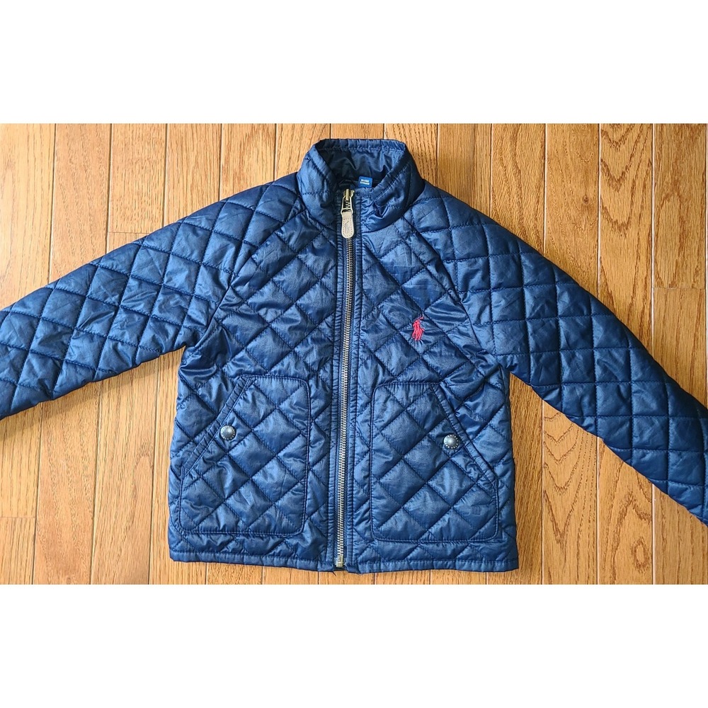 RALPH LAUREN Toddler Boy Size 4T Navy-blue Quilted Winter Coat 100% Polyester